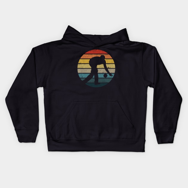 Bowling Silhouette On A Distressed Retro Sunset product Kids Hoodie by theodoros20